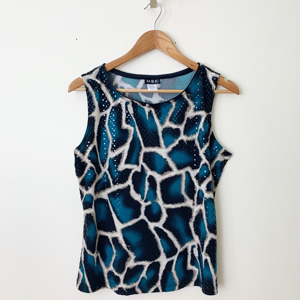 SOLD!! MSK sleeveless blouse women's size large sequined - Picture 1 of 10